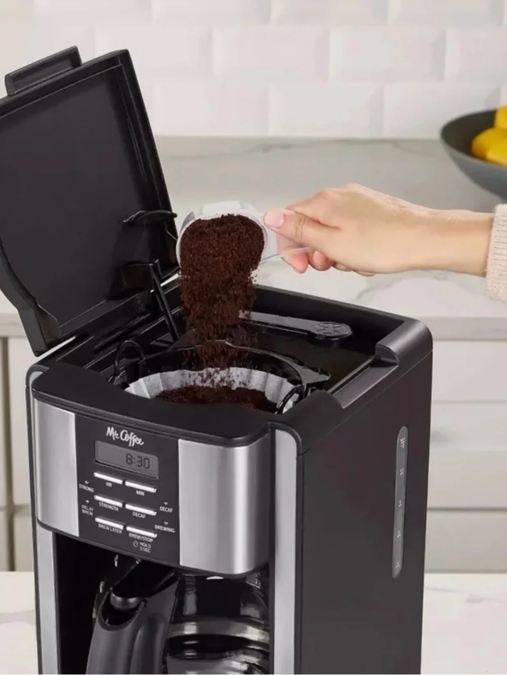 Mr. Coffee Black 3 Way to Brew, Stainless 12-Cup Programmable Coffee Maker
